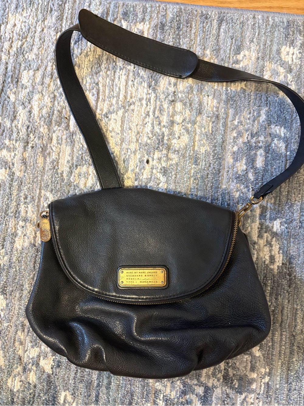 Marc by Marc Jacobs Black Pebbled Leather Crossbody with Gold Plate